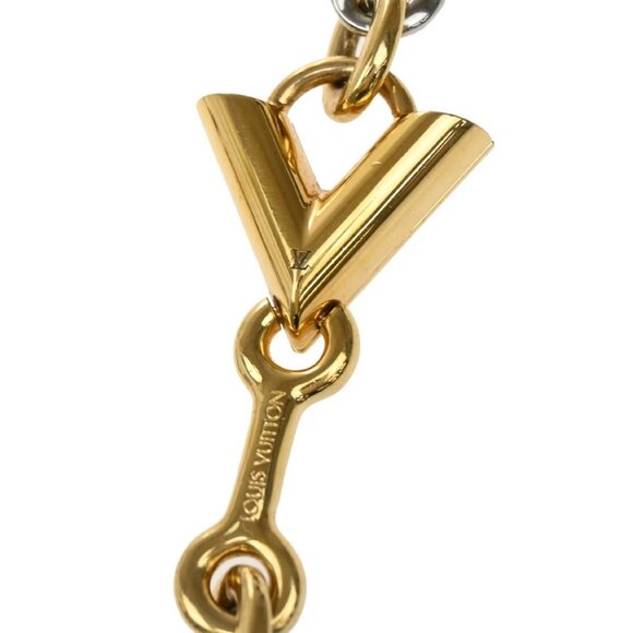 LOUIS VUITTON Logo Chain Long Necklace Gold Silver Italy - Picture 2 of 11